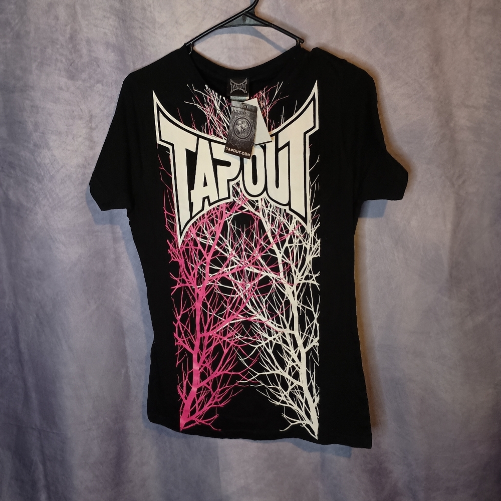 NWT Tapout Pink White Tree Branch Y2K Graphic Tee